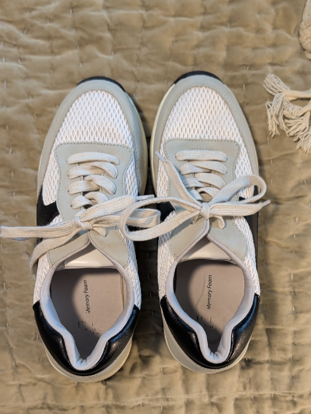 Time and Tru Cream And Black Women's Platform Sneakers
